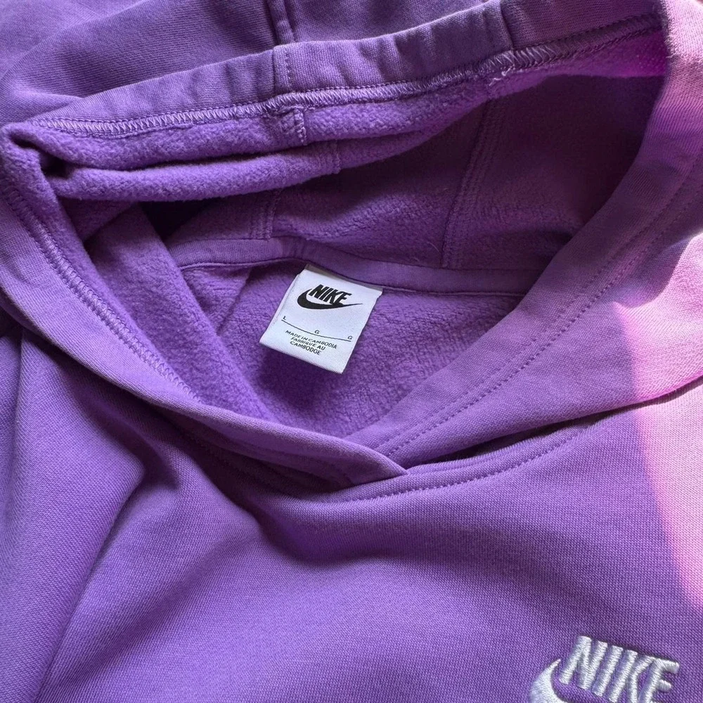 Nike Purple Hooded Sweatshirt Women's Size Large Hoodie Stretch Sports Workout